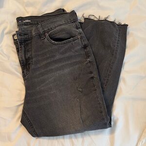 Old Navy Charcoal Black Frayed-Hem Cropped Jeans